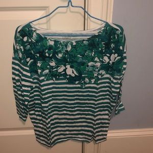 Aqua green cute and comfy floral stripe shirt